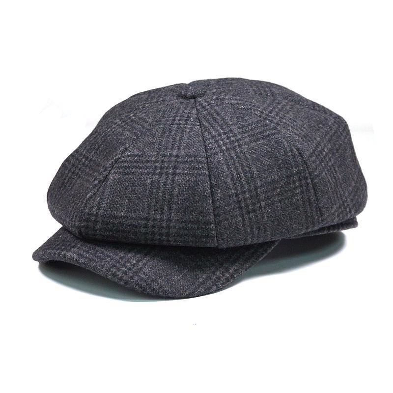 Mænd Vintage Uld Gjord Maler Baretter Hat Vinter Varm Gentleman Octagonal Newsboy Cap