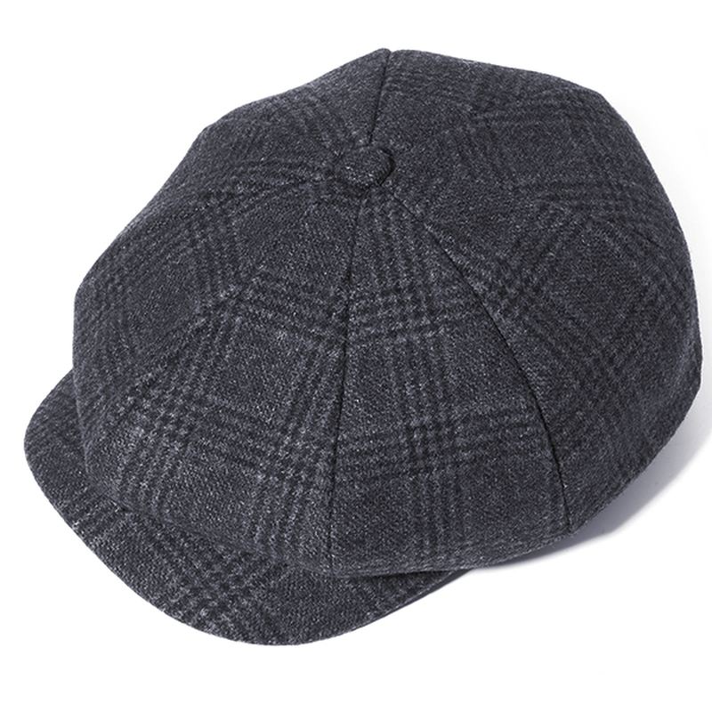 Mænd Vintage Uld Gjord Maler Baretter Hat Vinter Varm Gentleman Octagonal Newsboy Cap