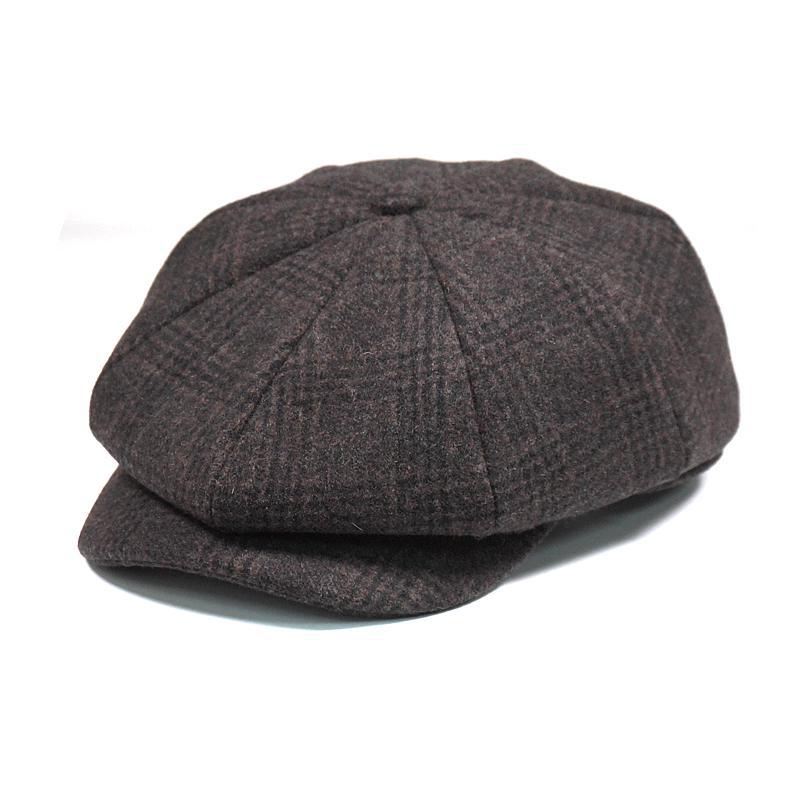 Mænd Vintage Uld Gjord Maler Baretter Hat Vinter Varm Gentleman Octagonal Newsboy Cap