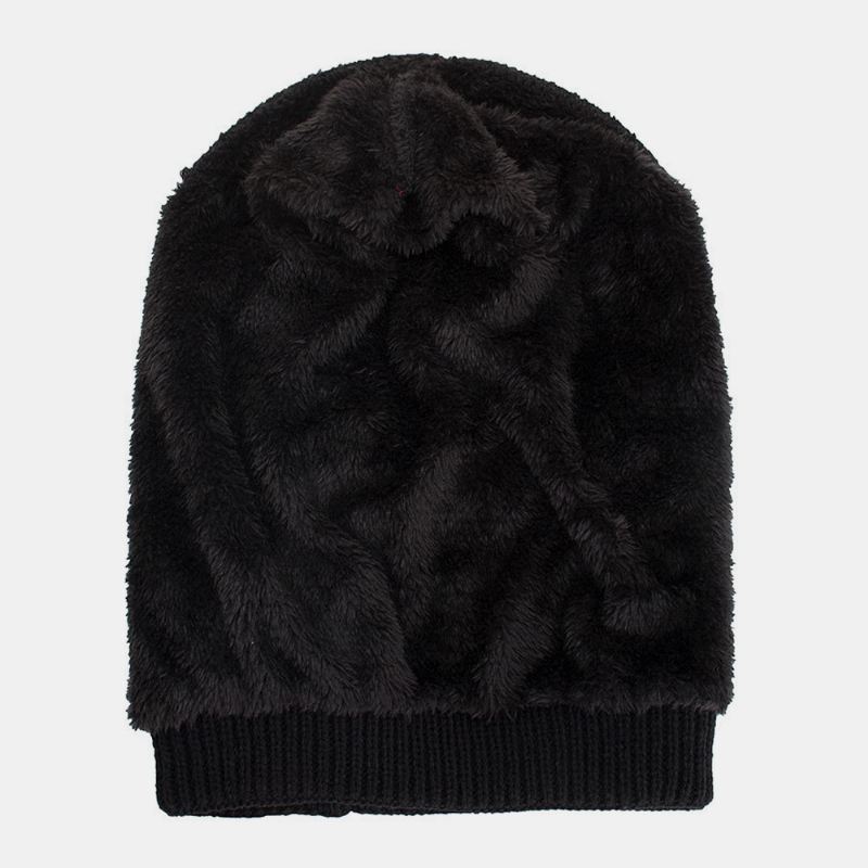 Mænd Vinter Plus Fløjl Stribet Og Diamanter Mønster Udendørs Strikket Varm Beanie Hat