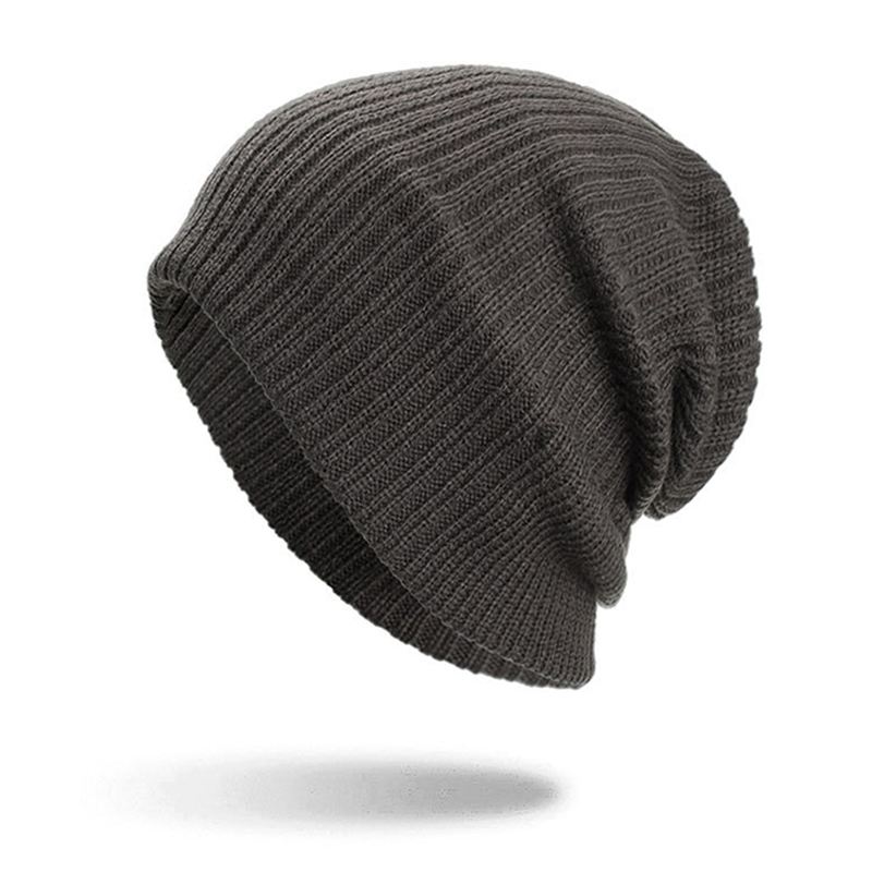 Mænd Vinter Tykke Brimless Strikket Hat Slouch Beanie Caps