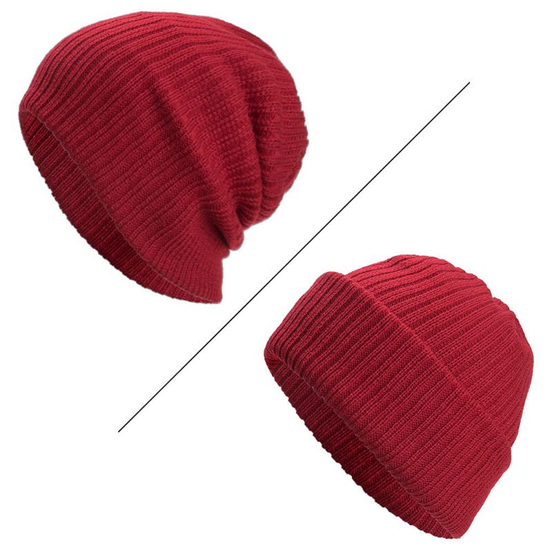 Mænd Vinter Tykke Brimless Strikket Hat Slouch Beanie Caps