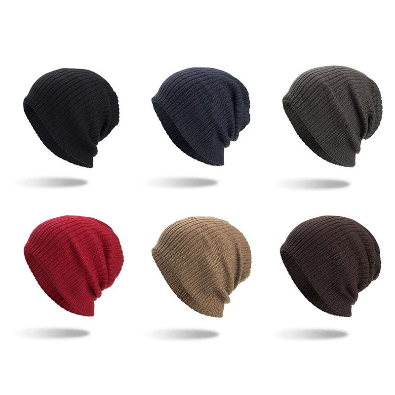 Mænd Vinter Tykke Brimless Strikket Hat Slouch Beanie Caps