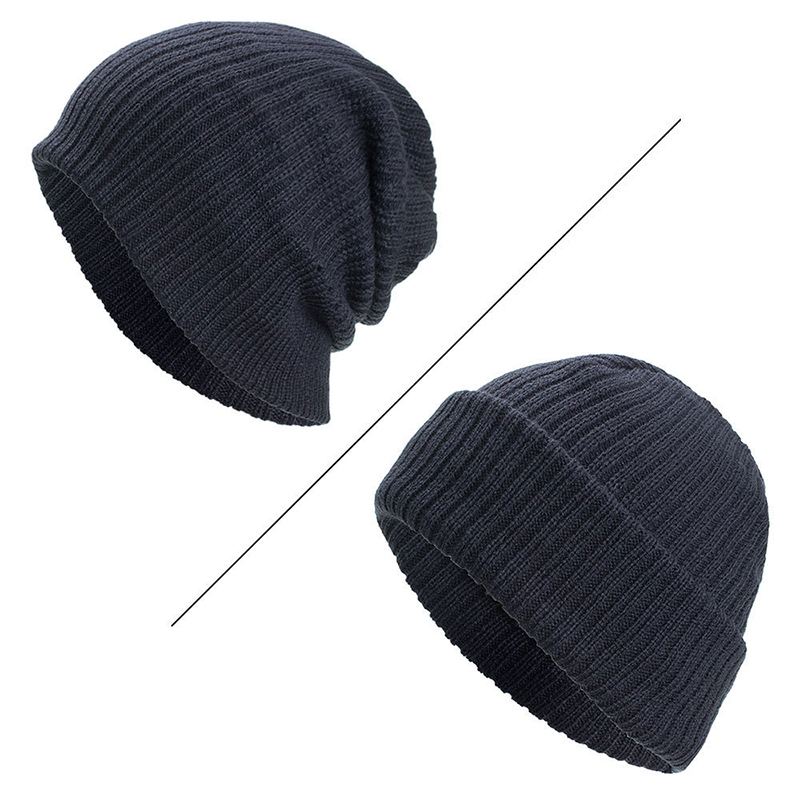 Mænd Vinter Tykke Brimless Strikket Hat Slouch Beanie Caps