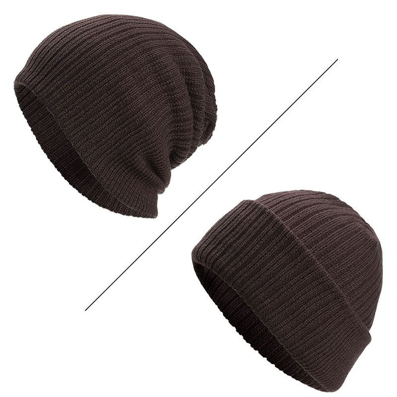 Mænd Vinter Tykke Brimless Strikket Hat Slouch Beanie Caps