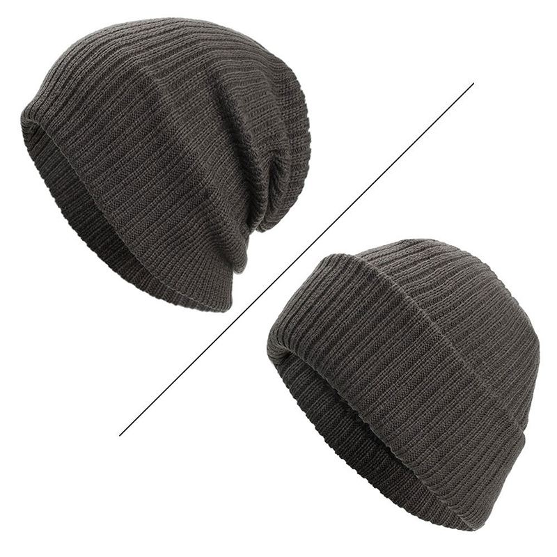 Mænd Vinter Tykke Brimless Strikket Hat Slouch Beanie Caps