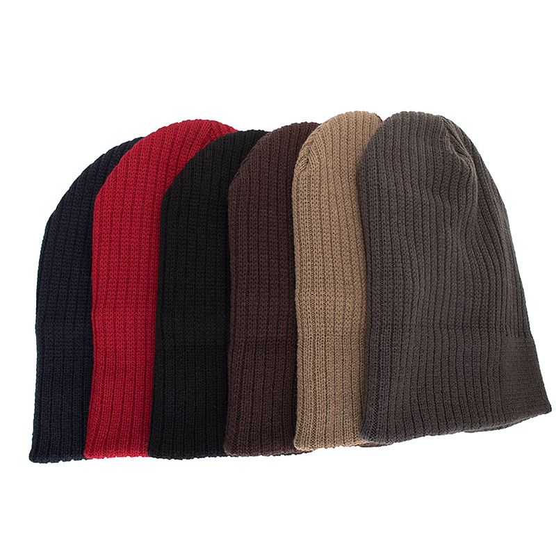 Mænd Vinter Tykke Brimless Strikket Hat Slouch Beanie Caps