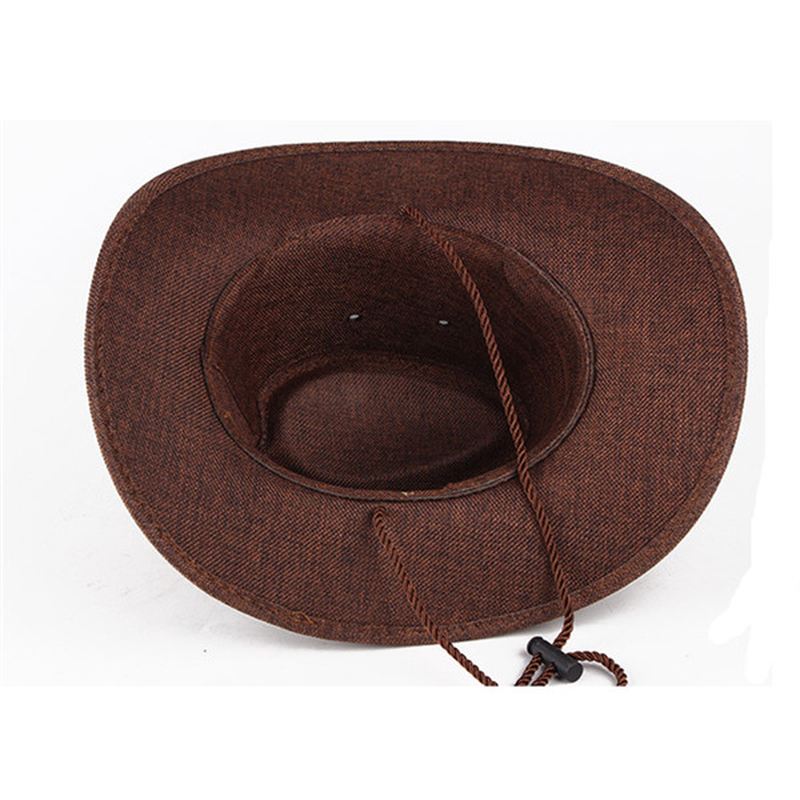 Mænd Western Cowboy Hat Udendørs Wide Rim Linen Hat