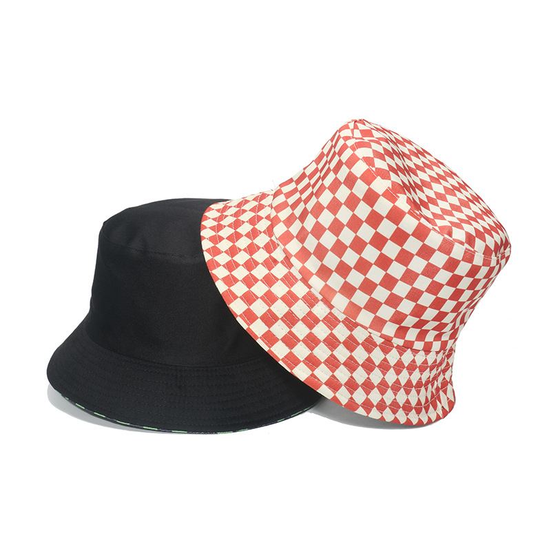 Modepersonlighed Sort Og Hvid Skakternet Plaid Fisherman Hat