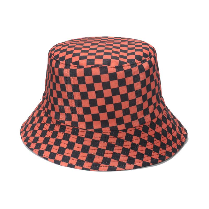 Modepersonlighed Sort Og Hvid Skakternet Plaid Fisherman Hat