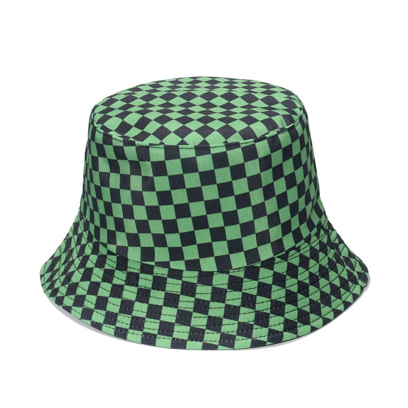 Modepersonlighed Sort Og Hvid Skakternet Plaid Fisherman Hat