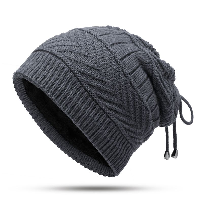 Multi-purpose Vinter Plys Strik Beanie Hat Tørklæde