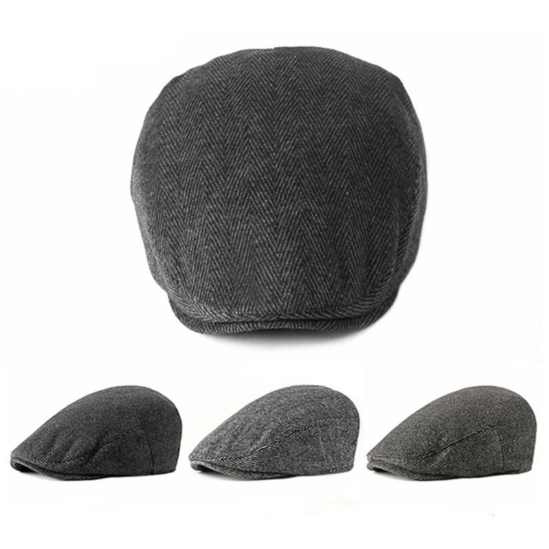 New Style Hat Mand Britisk Retro Uld Baret Casual