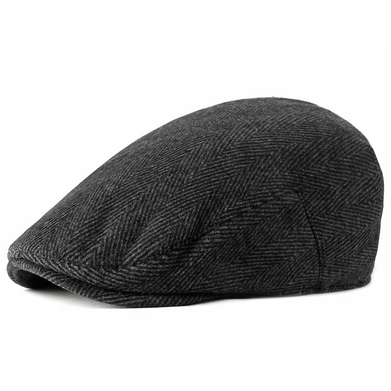 New Style Hat Mand Britisk Retro Uld Baret Casual