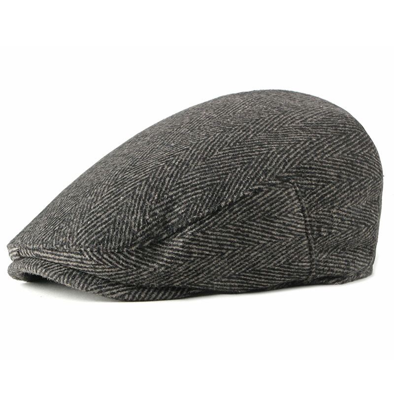 New Style Hat Mand Britisk Retro Uld Baret Casual