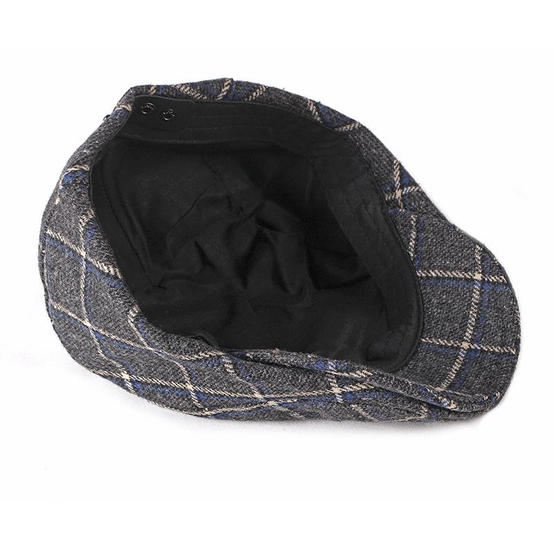 New Style Hat Mand Britisk Retro Uld Baret Casual Plaid