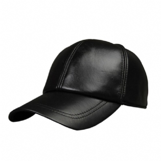 Nye Mænd Læder Varm Baseball Cap Justerbar Vinter Sort Trucker Snapback Hatte