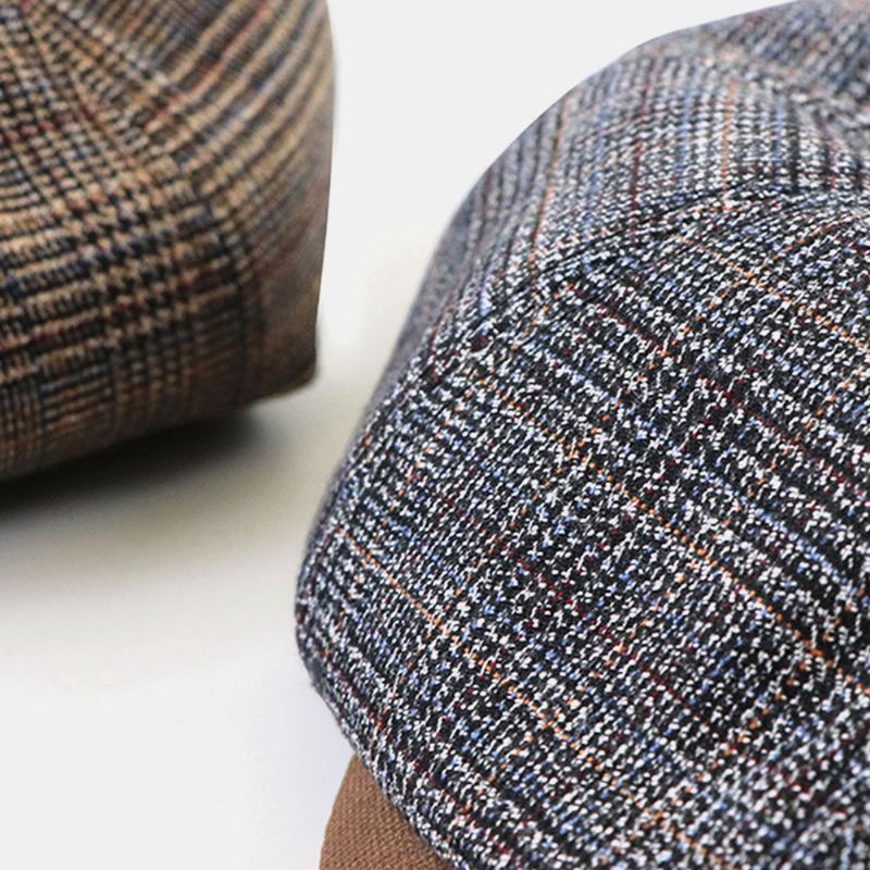 Patchwork Farvesøm Britisk Stil Retro Kortskygget Baskerhat Newsboyhat Ottekantet Hat Til Mænd