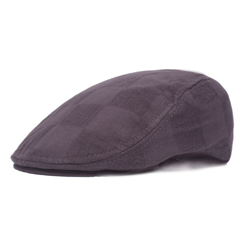 Plaid Baret Caps Bomuld Justerbar Newsboy Jagt Hat