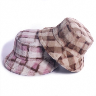 Plaid Fisherman Hat Til Koreansk Version Af Kaninpels Plys Travel Warm All-match