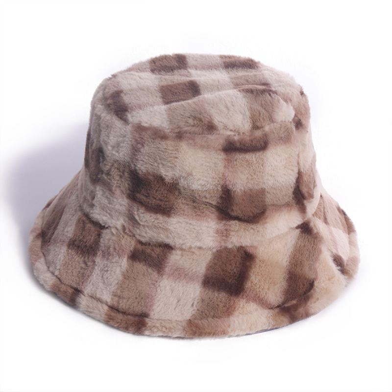 Plaid Fisherman Hat Til Koreansk Version Af Kaninpels Plys Travel Warm All-match