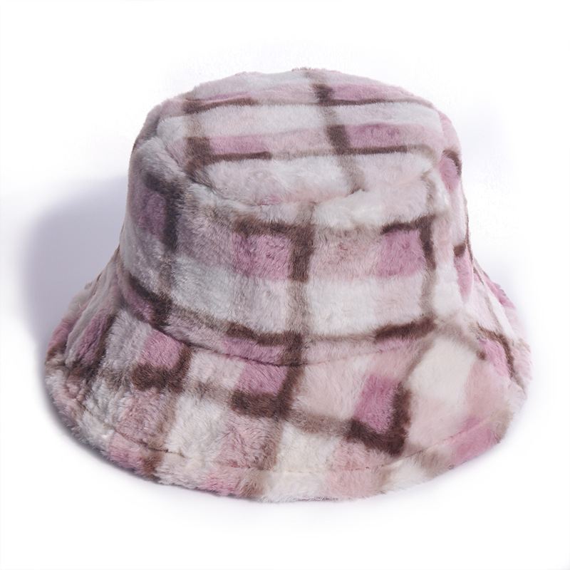 Plaid Fisherman Hat Til Koreansk Version Af Kaninpels Plys Travel Warm All-match