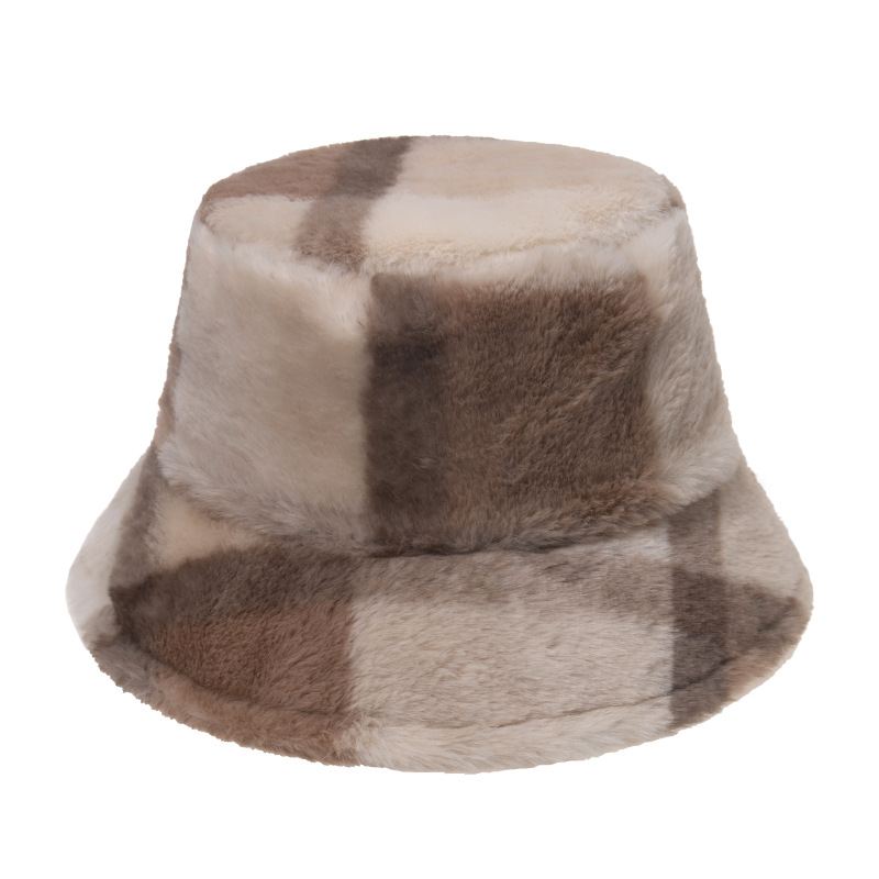 Plaid Fisherman Hat Til Koreansk Version Af Kaninpels Plys Travel Warm All-match