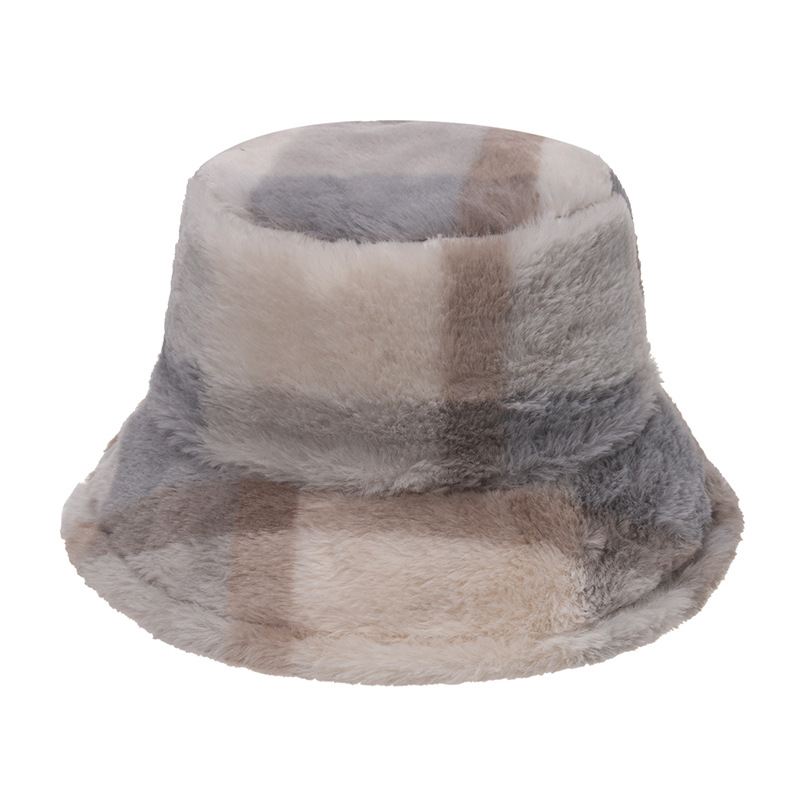 Plaid Fisherman Hat Til Koreansk Version Af Kaninpels Plys Travel Warm All-match