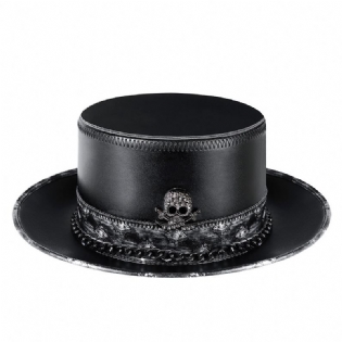 Pu Læder Skull Chain Gentleman Hat