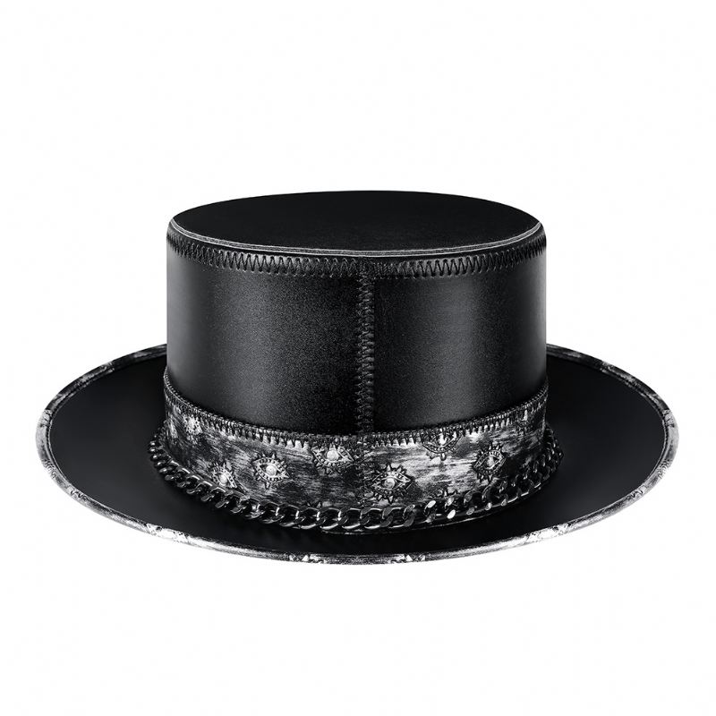 Pu Læder Skull Chain Gentleman Hat