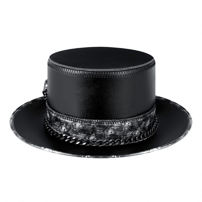 Pu Læder Skull Chain Gentleman Hat