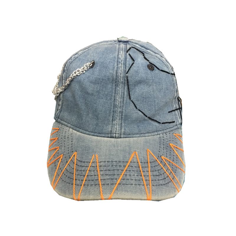 Skull Tooth Personalized Patch Design Washed Denim Hat