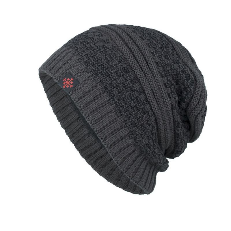 Solid Strikket Skullies Beanie Hue Til Mænd Plus Varme Udendørs Casual Hatte I Velvet