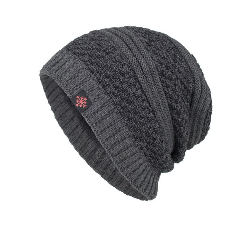 Solid Strikket Skullies Beanie Hue Til Mænd Plus Varme Udendørs Casual Hatte I Velvet