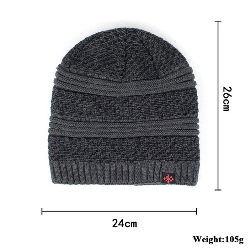 Solid Strikket Skullies Beanie Hue Til Mænd Plus Varme Udendørs Casual Hatte I Velvet