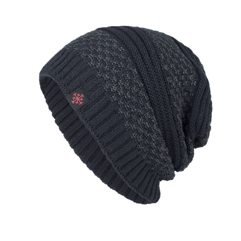 Solid Strikket Skullies Beanie Hue Til Mænd Plus Varme Udendørs Casual Hatte I Velvet