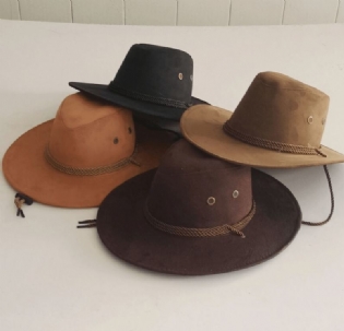 Stor Langs Kyllingeskind Fløjl Western Rope Rider Hat Cowboy Hat Stereotyp Hat