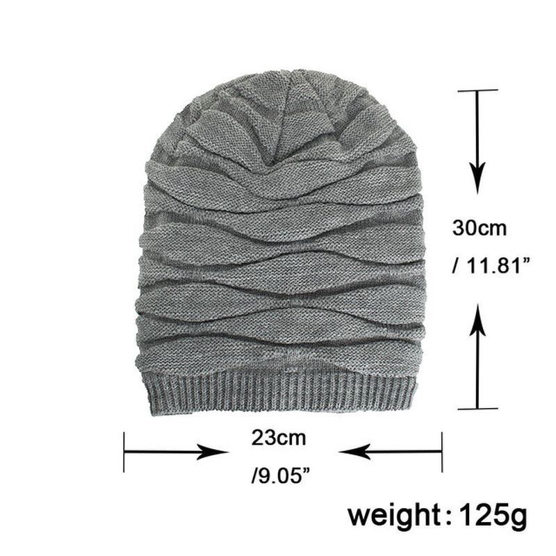 Tide Knit Wool Hat Plus Warm Diamond Head Outdoor Beanie Hat Til Mænd