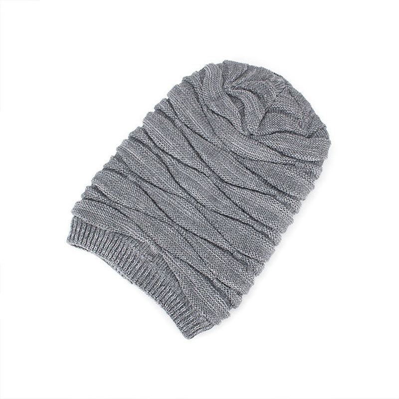 Tide Knit Wool Hat Plus Warm Diamond Head Outdoor Beanie Hat Til Mænd