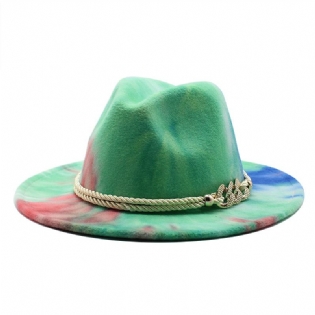 Tie-dye Pink Ulden Klud Gave Mode Flad Skygge Jazz Hat Filt Hat