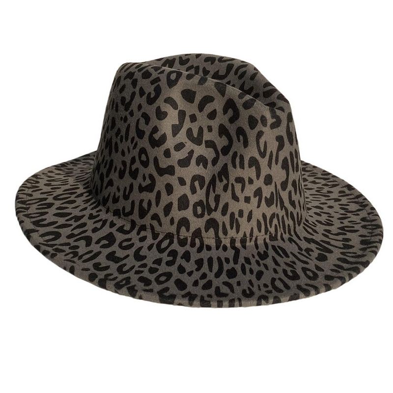 Uld Leopardprint Top Hat Med Flad Skygge