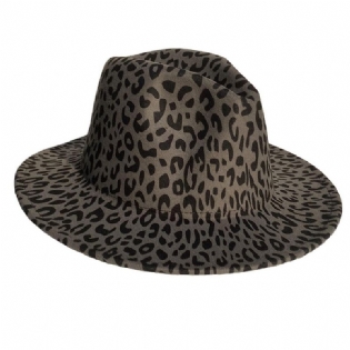 Uld Leopardprint Top Hat Med Flad Skygge