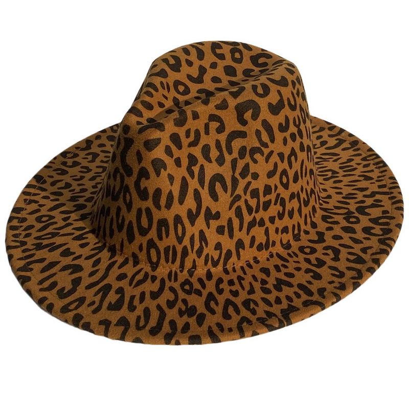 Uld Leopardprint Top Hat Med Flad Skygge