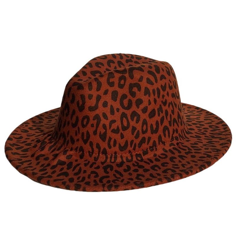 Uld Leopardprint Top Hat Med Flad Skygge