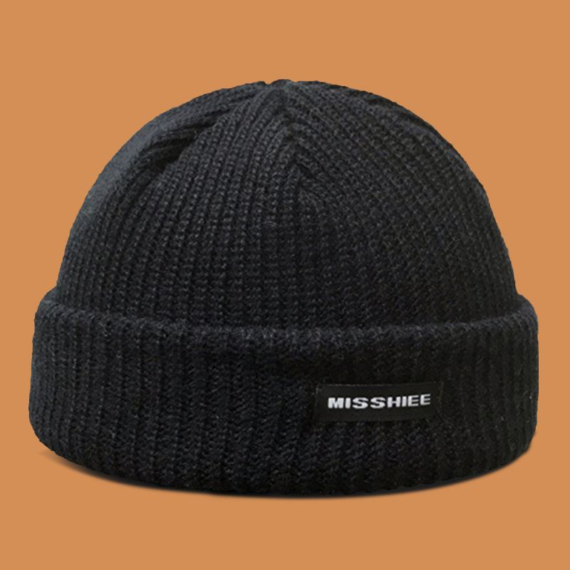 Unisex Akryl Bogstavmønster Stoflabel Strikket Kasket Hip Hop Vinter Varme Skull Cap Beanie Hat