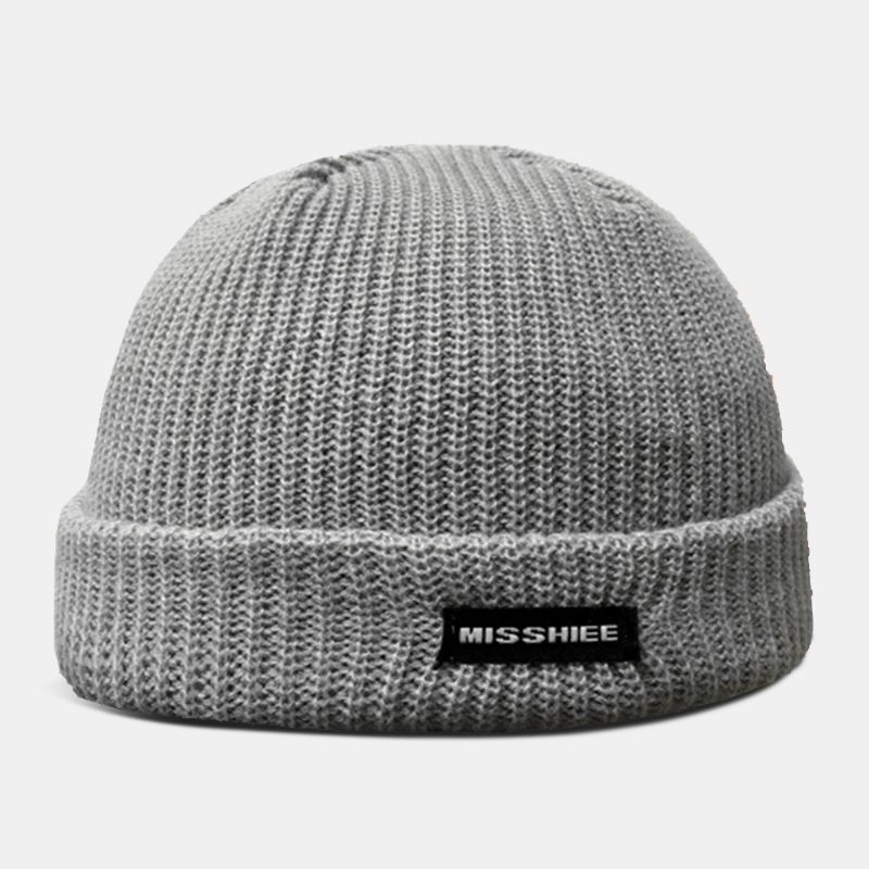 Unisex Akryl Bogstavmønster Stoflabel Strikket Kasket Hip Hop Vinter Varme Skull Cap Beanie Hat