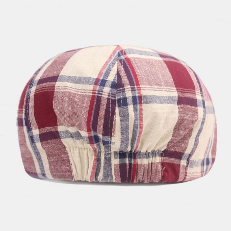 Unisex-baseret Kasket I Bomuld Plaidmønster Casual Retro Solskærm Newsboy-hat Forlæns Kasket Ottekantet Hat