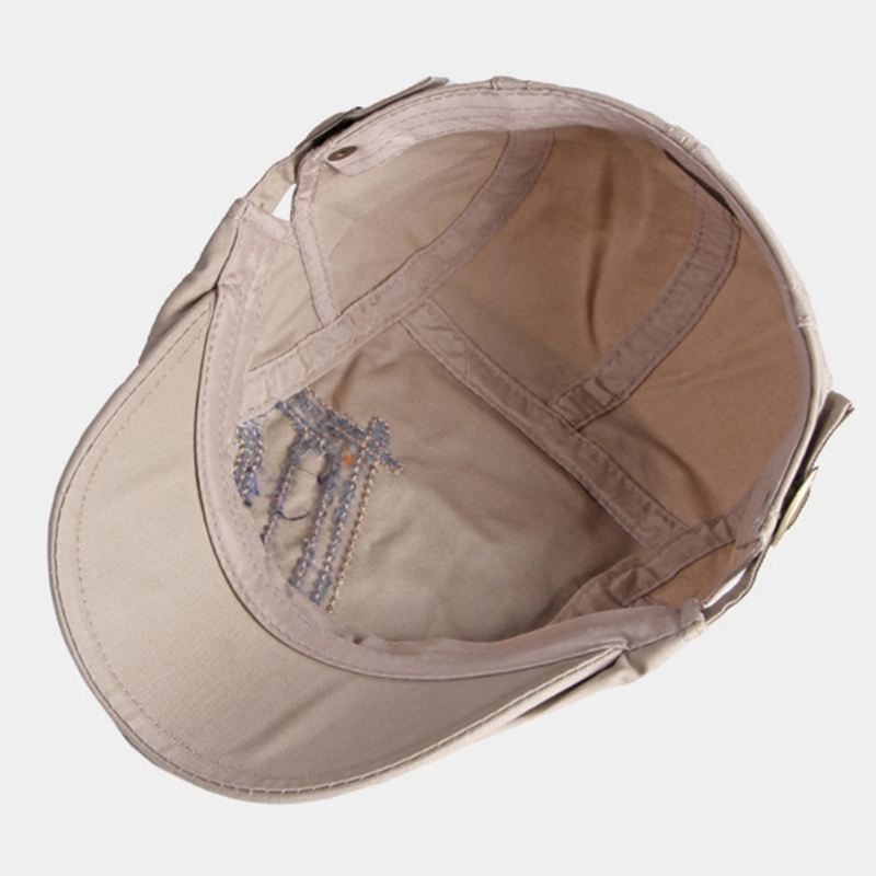 Unisex Bogstav Metal Label Basketball Hat Britiske Retro Sider Justerbart Spænde Åndbar Solsejl Fremad Hat Newsboy Hat Kørehat