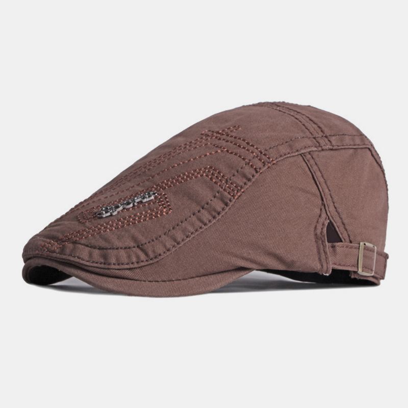 Unisex Bogstav Metal Label Basketball Hat Britiske Retro Sider Justerbart Spænde Åndbar Solsejl Fremad Hat Newsboy Hat Kørehat