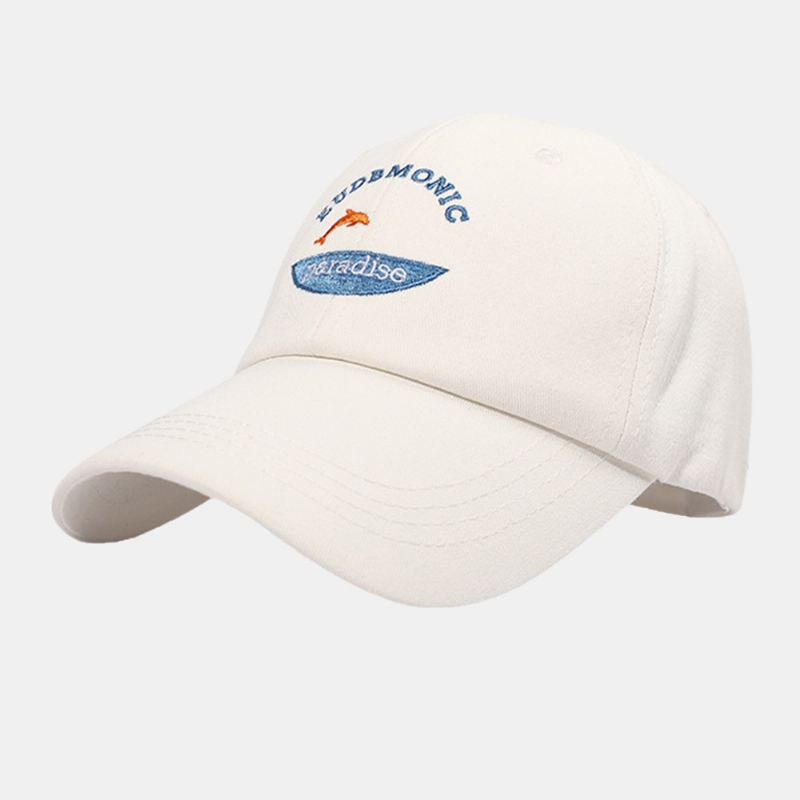 Unisex Bogstaver Broderi Baseball Hatte Bomuld Små Fisk Mønster Enkel Solcreme Ivy Cap